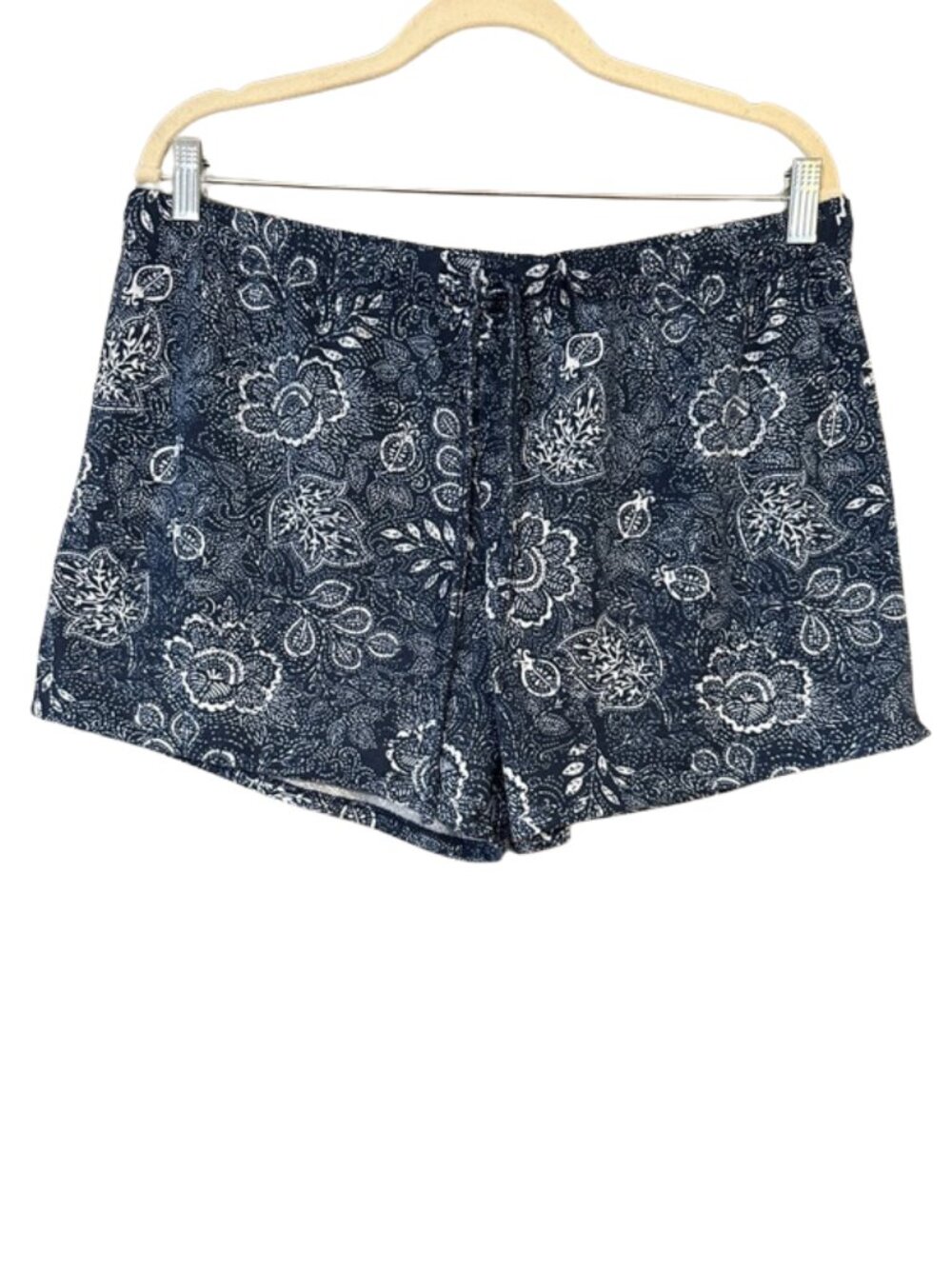 Lucky Brand Navy Floral Shorts Drawstring Elastic Waist Casual Summer Shorts